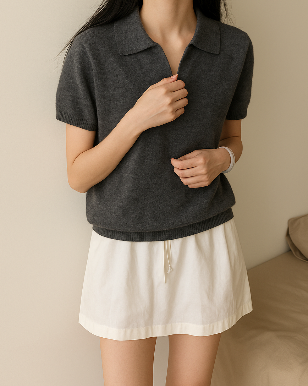 Moteriški polo marškinėliai su užtrauktuku