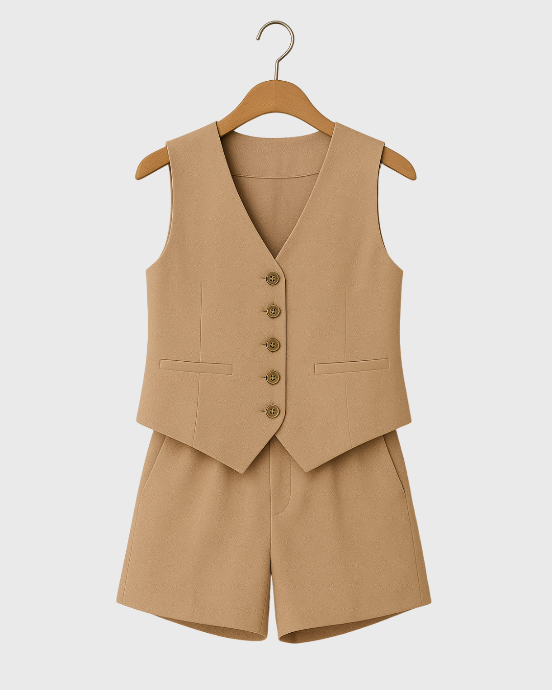 Moteriškas kostiumėlis su liemene ir šortais