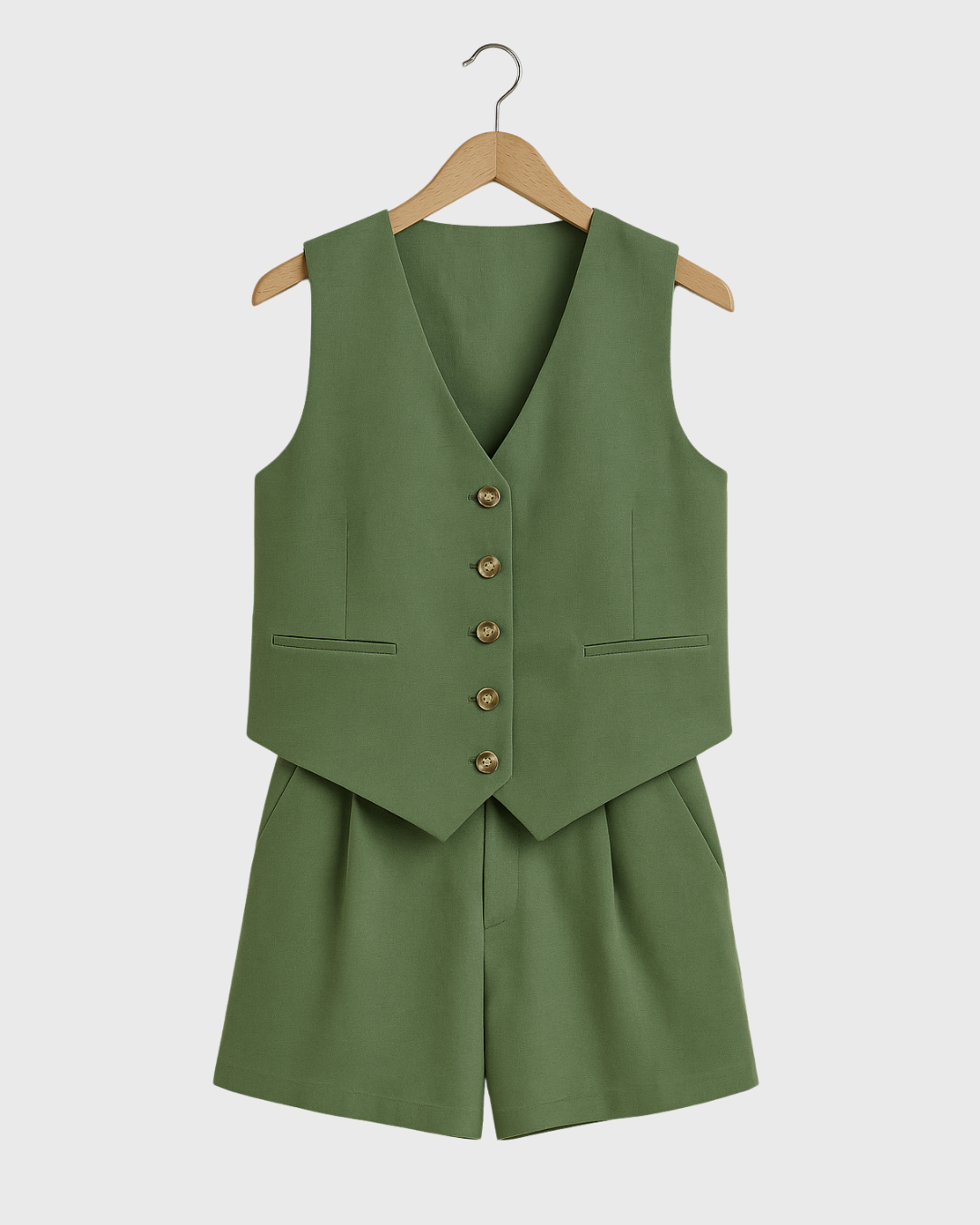 Moteriškas kostiumėlis su liemene ir šortais