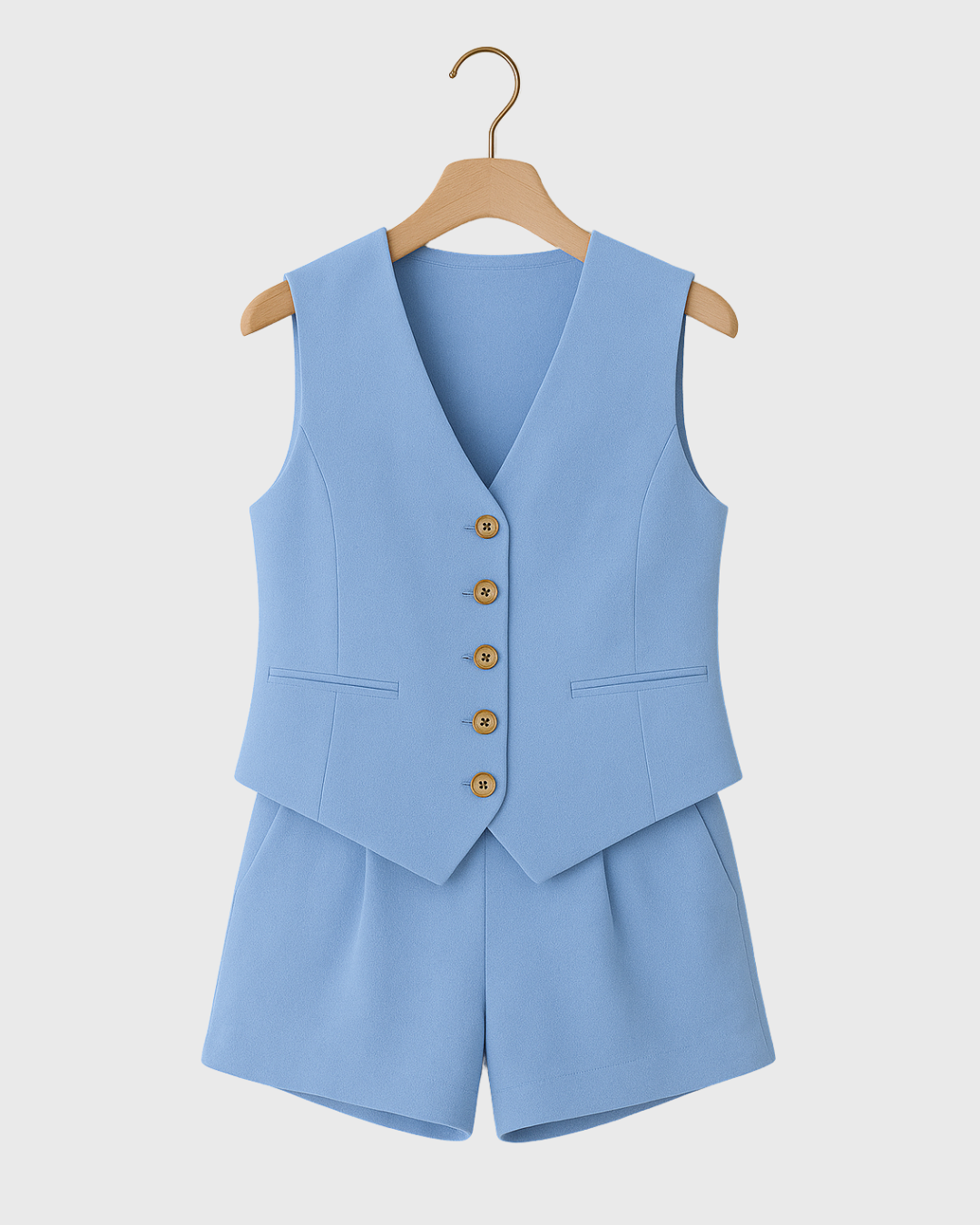 Moteriškas kostiumėlis su liemene ir šortais