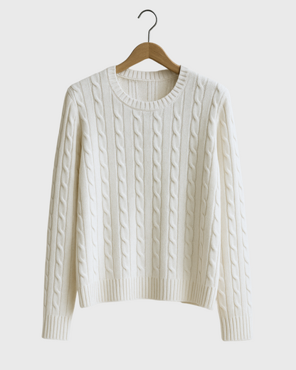 Moteriškas pintas megztinis su vilna