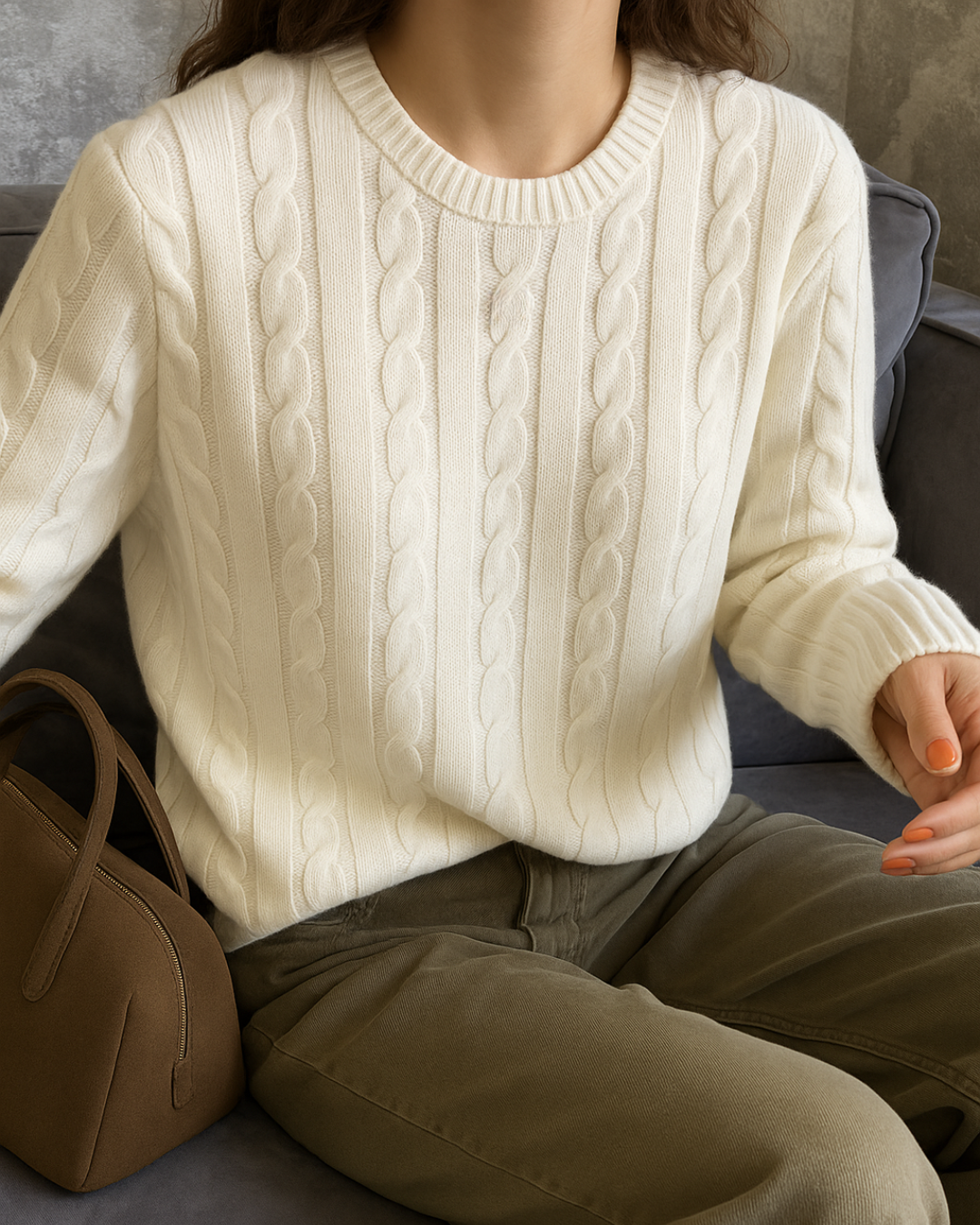 Moteriškas pintas megztinis su vilna