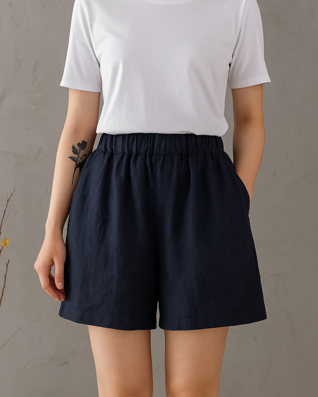 Moteriški laisvalaikio šortai su kišenėmis