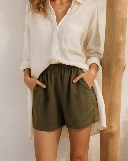 Moteriški laisvalaikio šortai su kišenėmis