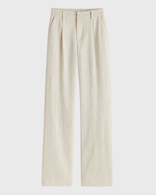 Moteriškos tiesaus kirpimo lininės kelnės