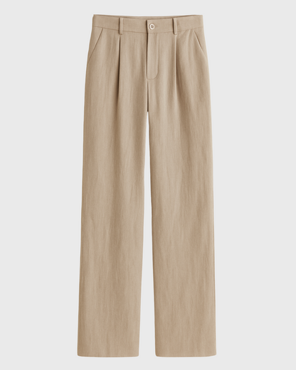 Moteriškos tiesaus kirpimo lininės kelnės