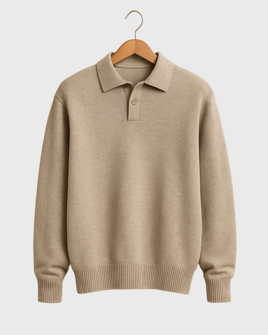 Vyriškas megztinis su polo apykakle