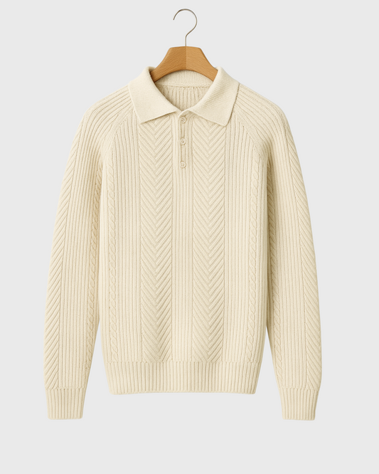 Vyriškas pintas polo stiliaus megztinis