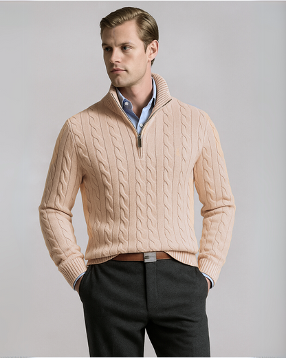 Vyriškas polo megztinis su užsegama apykakle