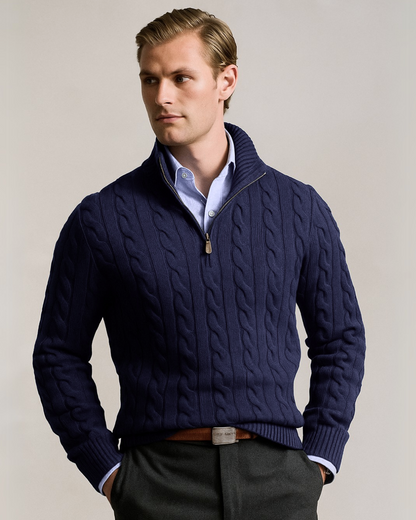 Vyriškas polo megztinis su užsegama apykakle