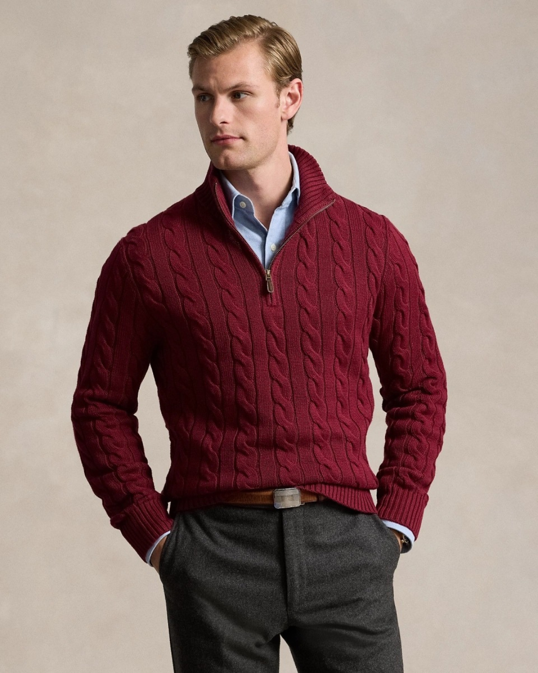 Vyriškas polo megztinis su užsegama apykakle