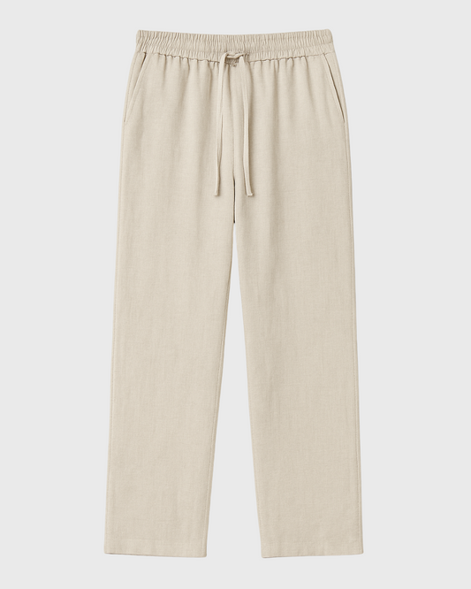 Vyriškos lininės tiesaus kirpimo laisvalaiko kelnės