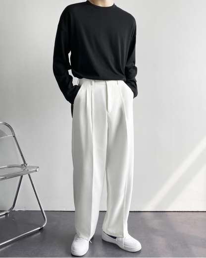 Vyriškos plačios tiesaus kirpimo laisvalaikio kelnės