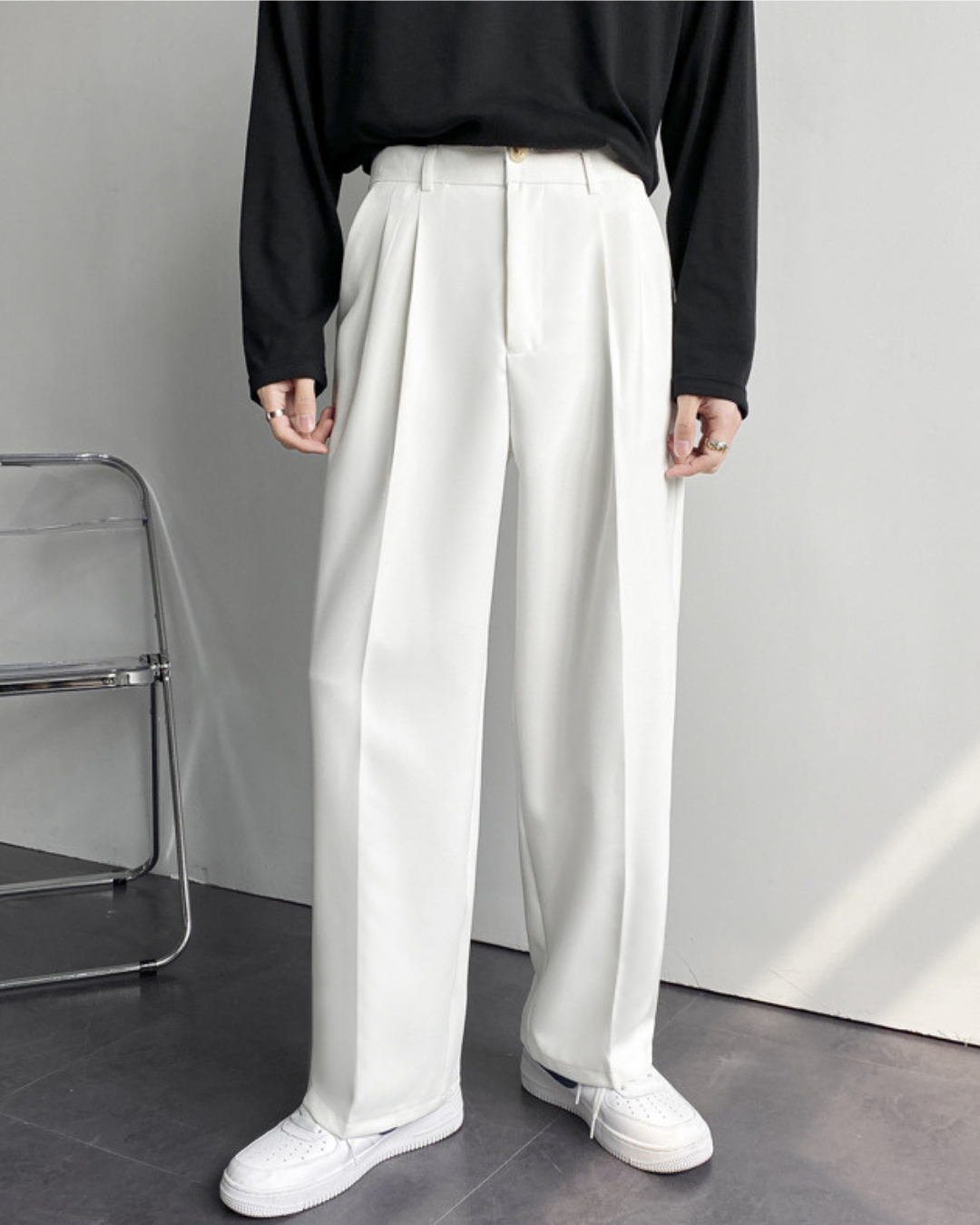 Vyriškos plačios tiesaus kirpimo laisvalaikio kelnės