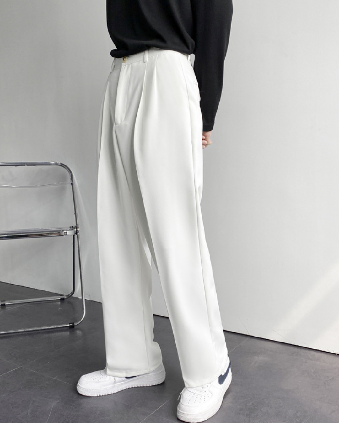 Vyriškos plačios tiesaus kirpimo laisvalaikio kelnės