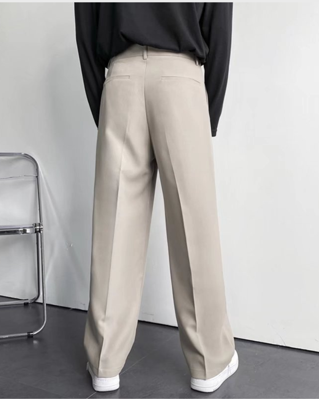 Vyriškos plačios tiesaus kirpimo laisvalaikio kelnės