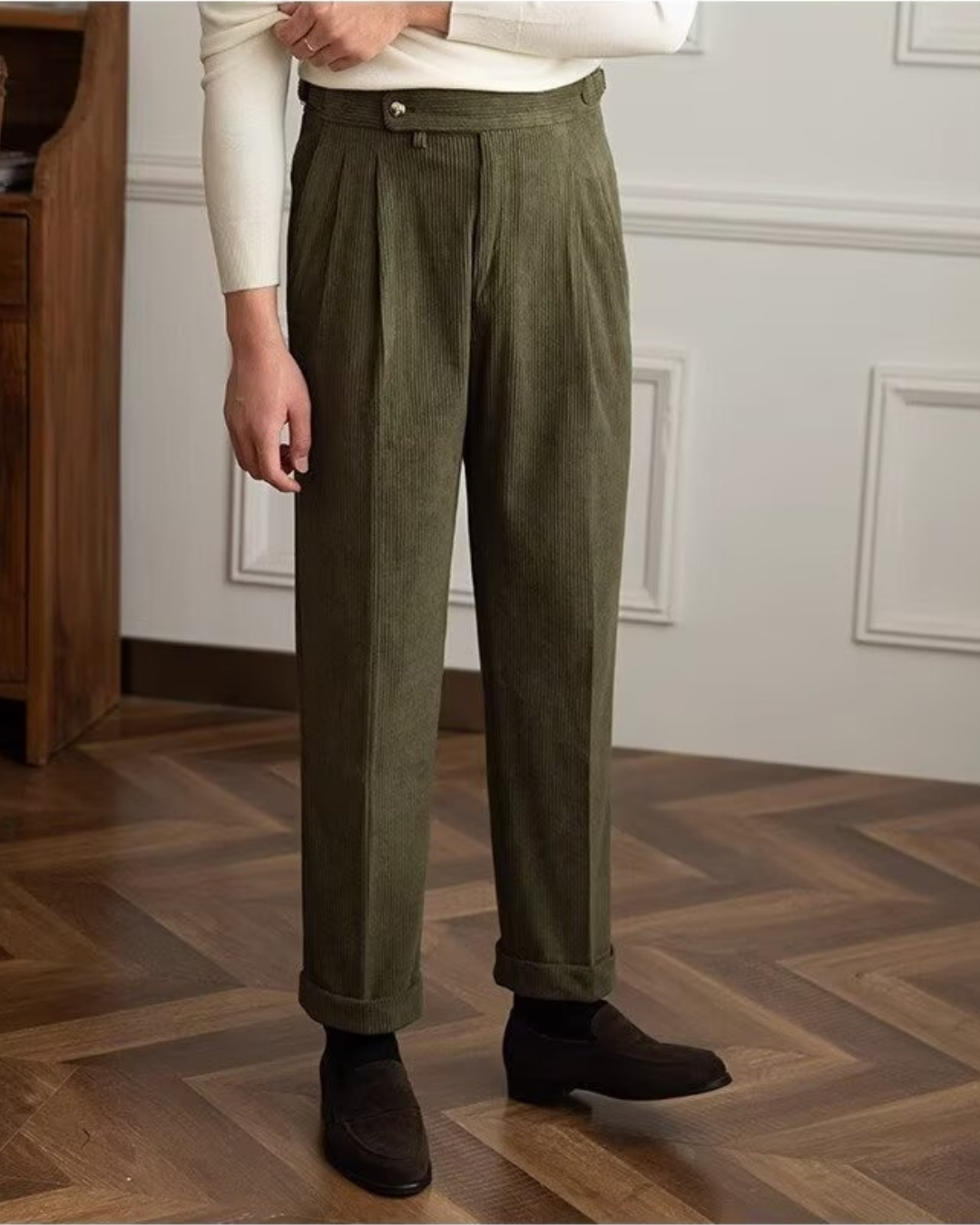 Vyriškos retro velvetinės kelnės