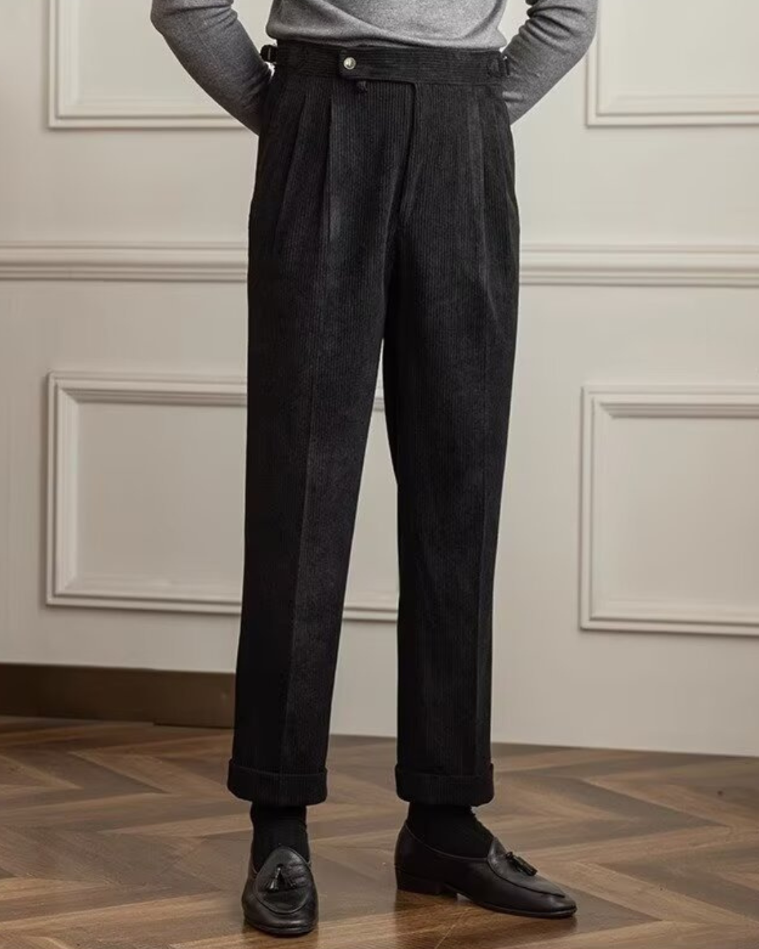 Vyriškos retro velvetinės kelnės